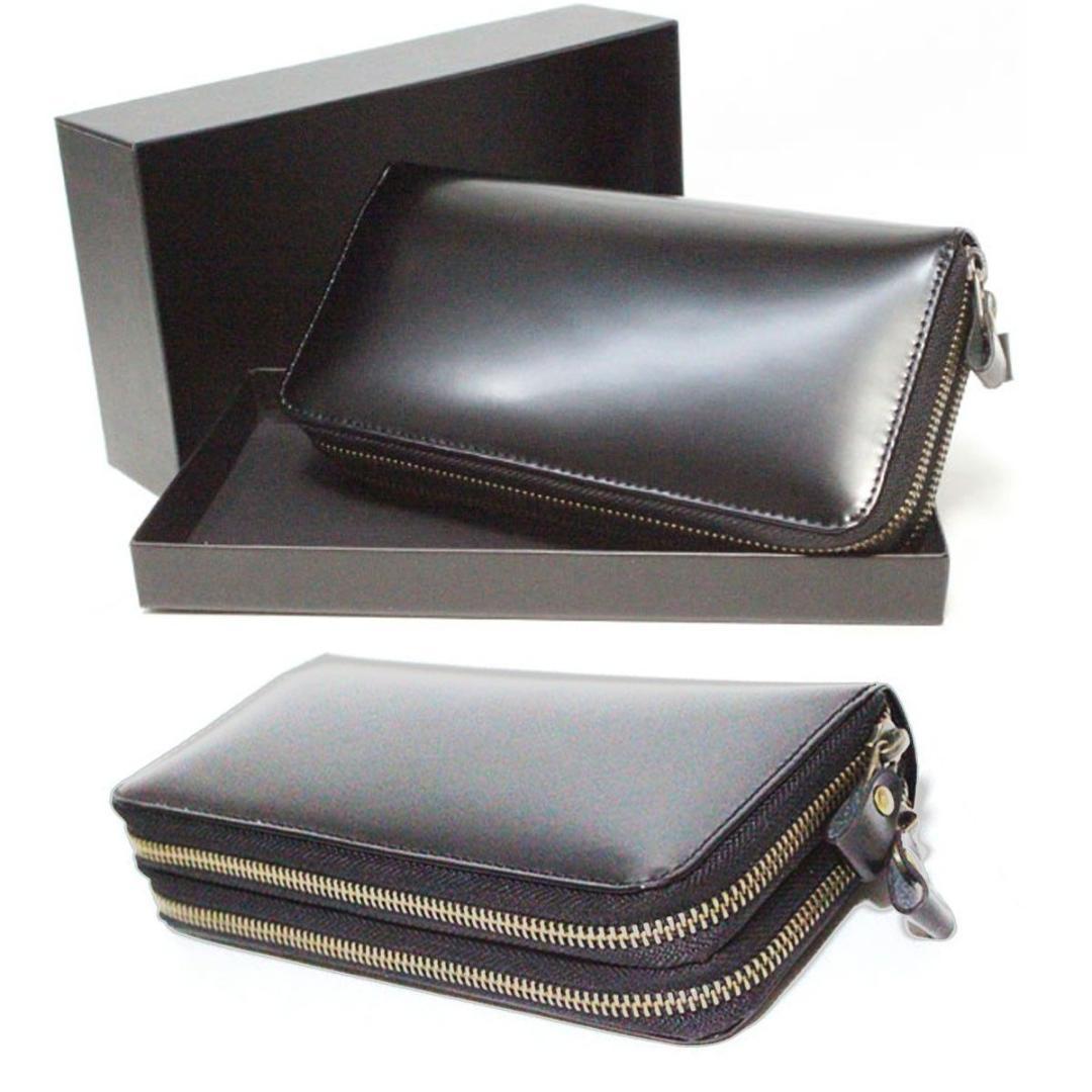 05S コードバン Wファスナー 長財布 ラウンドジップ メンズ 新品未使用 黒