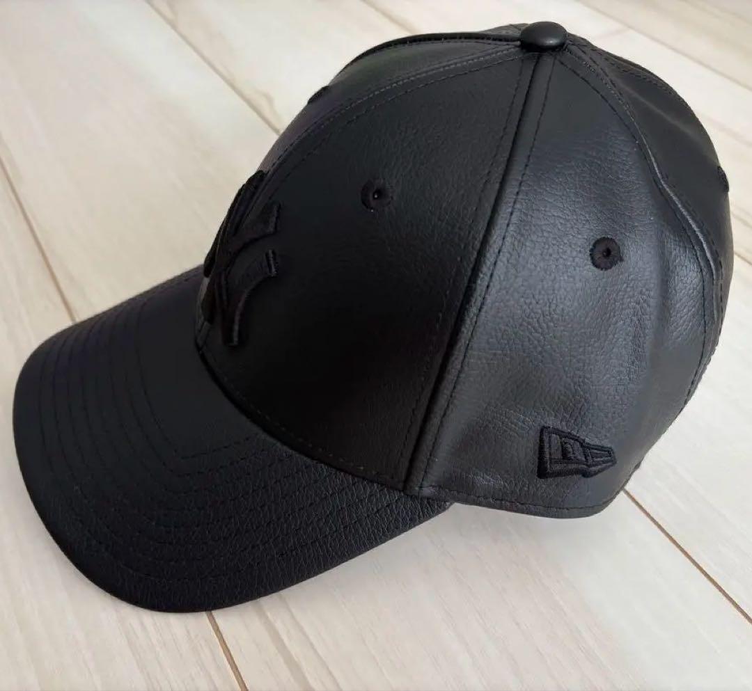 新品THE CAP ブラックレザーキャップ ヤンキース 9FORTY ニューエラ