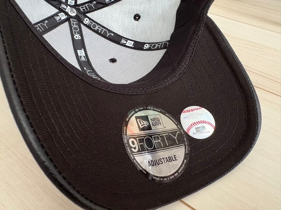 新品THE CAP ブラックレザーキャップ ヤンキース 9FORTY ニューエラ