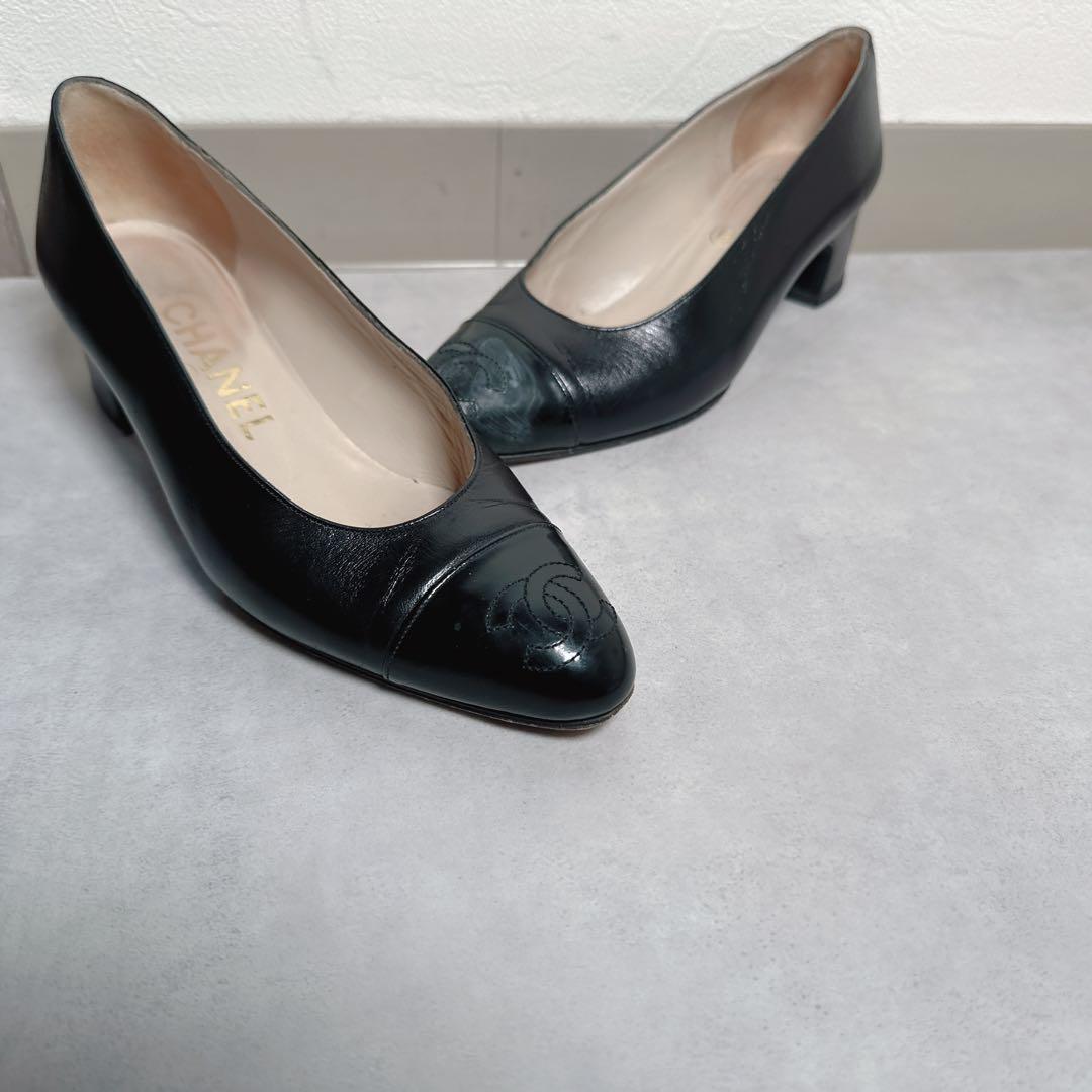 CHANEL シャネル パンプス ヒール ココマーク ブラック レザー - メルカリ