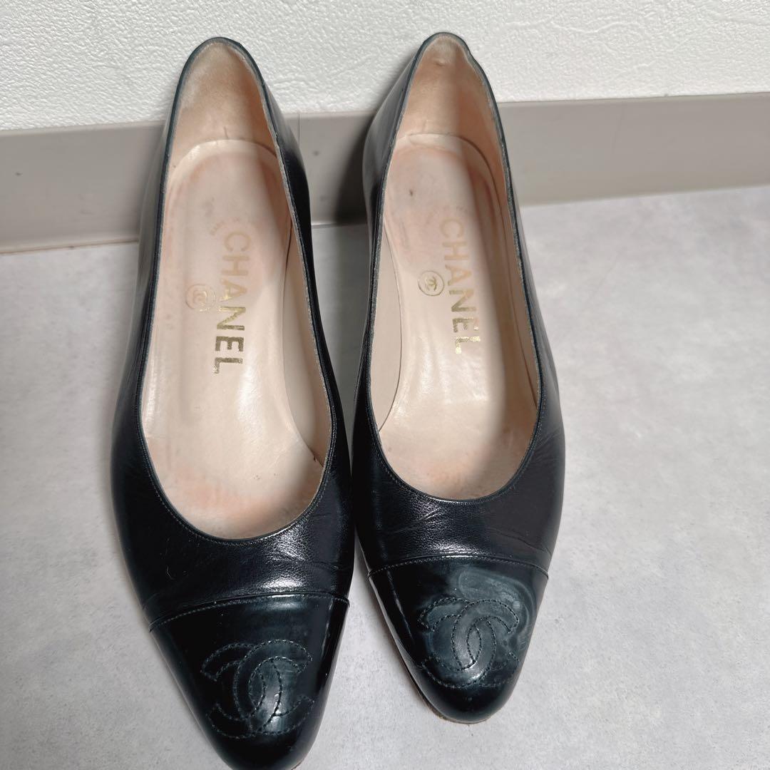 CHANEL シャネル パンプス ヒール ココマーク ブラック レザー - メルカリ