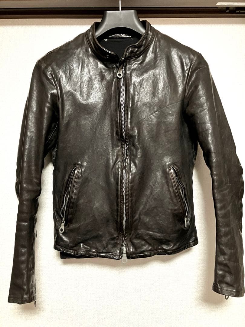 最終値下げバックラッシュ シングルライダース S 本日特別値下げ バックラッシュ ドイツカーフ製品染 レザー ライダース