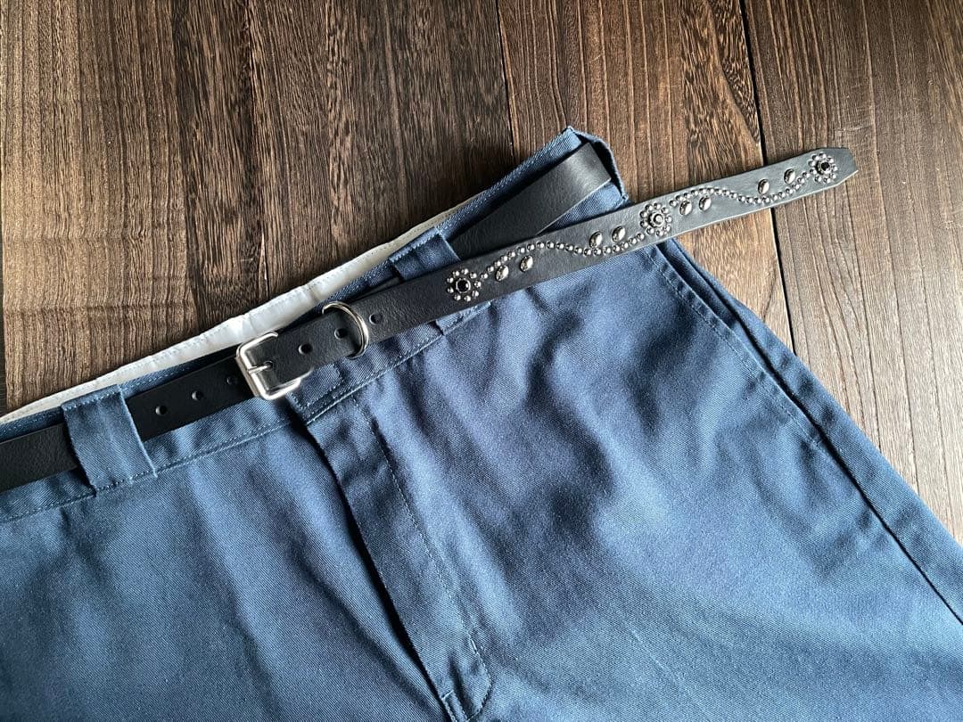 スタッズナローロングベルト2.4cmシルバーミッスーリフラワーHTC CALEE