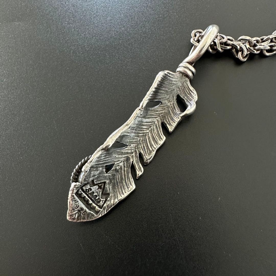 SAAD シルバー 925 銀縄 ターコイズ 70mm フェザー ネックレス - メルカリ