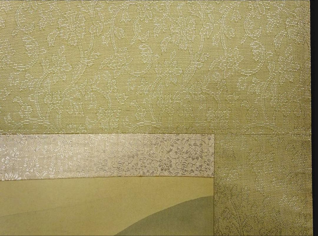 掛軸 狩野派直系 稲川光風『水墨山水図』絹本 肉筆 共箱付 掛け軸