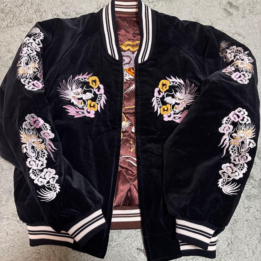 希少　別珍　スカジャン リバーシブル　M