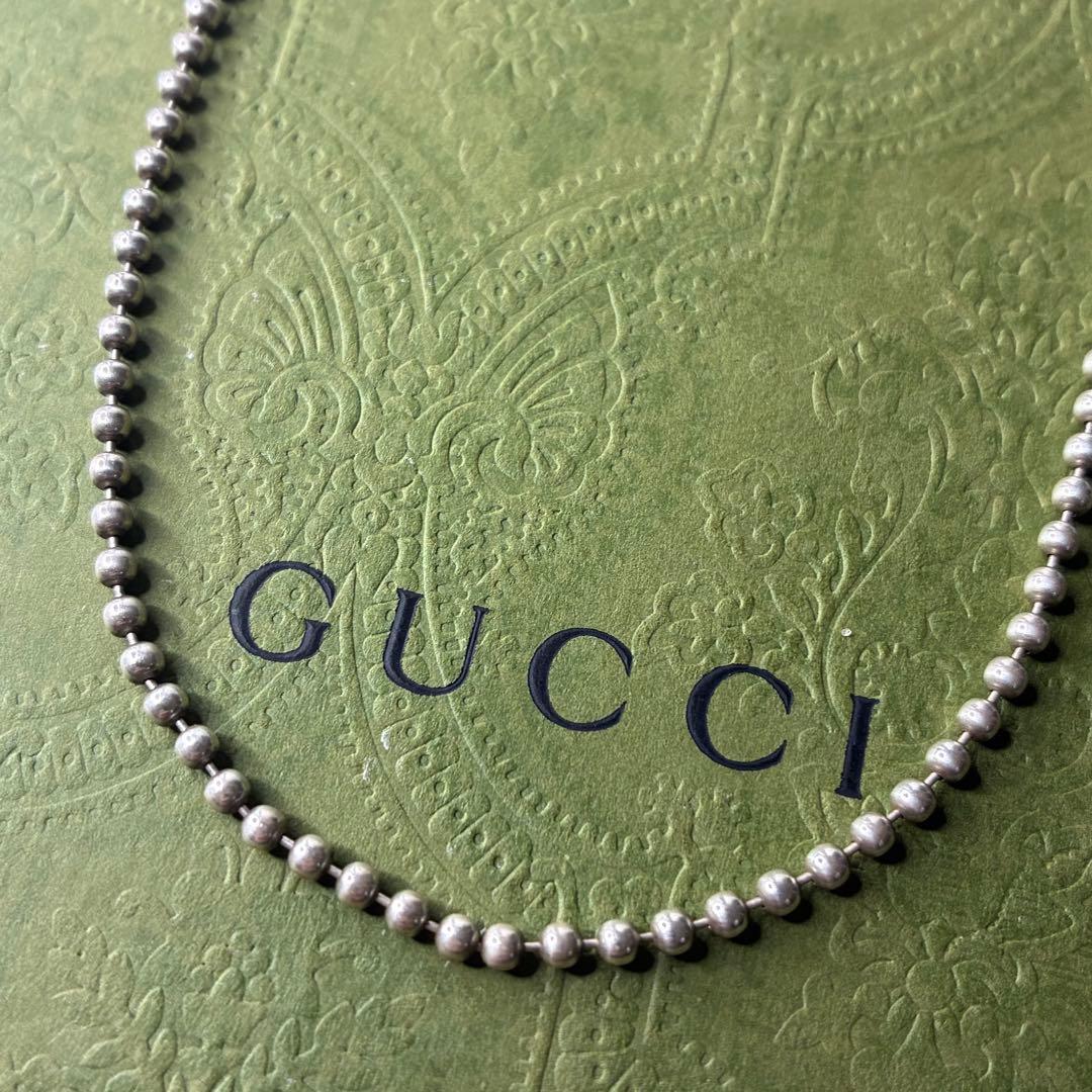 【極美品】 GUCCI ボールチェーン ロング ネックレス シルバー925