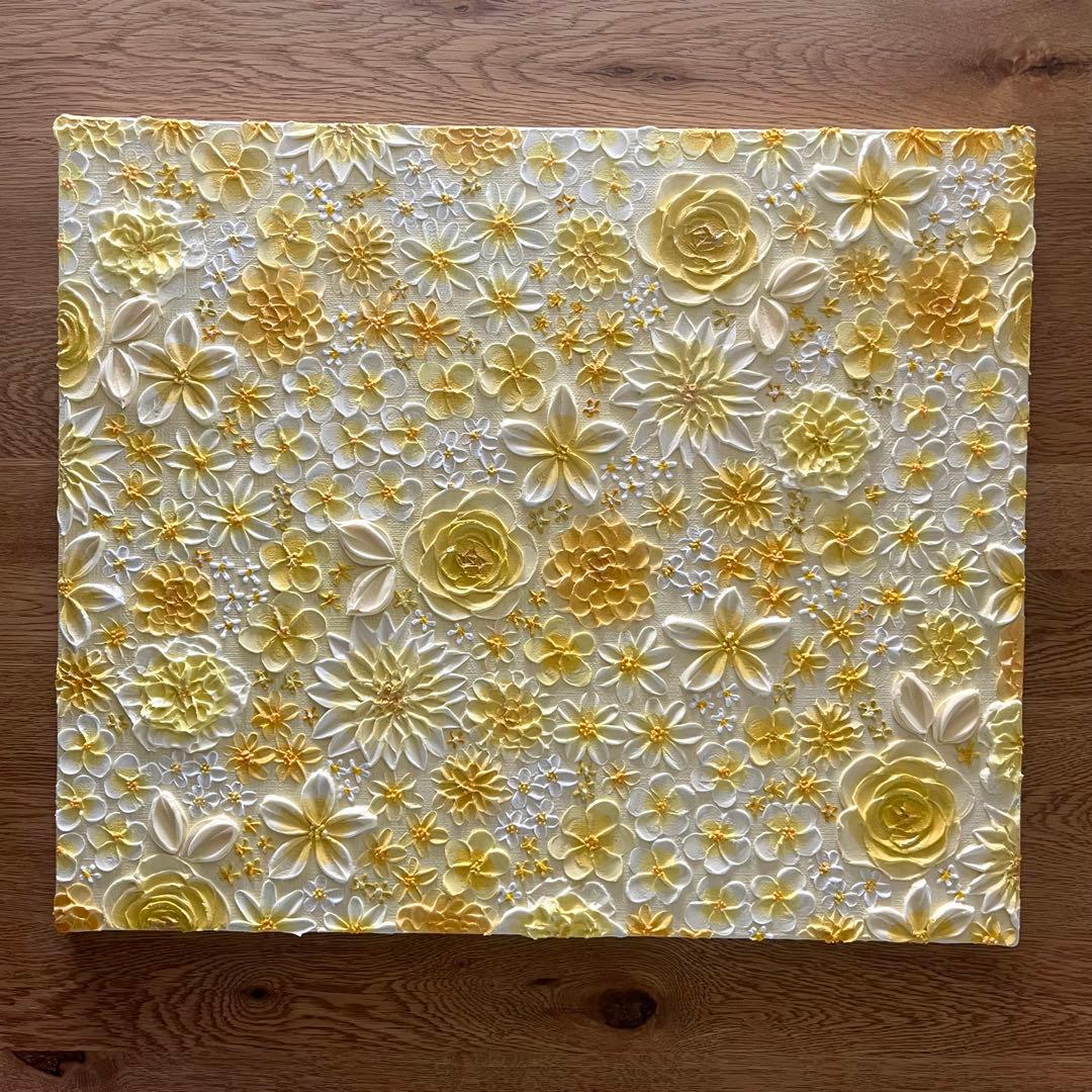 フラワーアート 黄色 黄色の絵 黄色絵画 花柄　花の絵 イエロー yellow