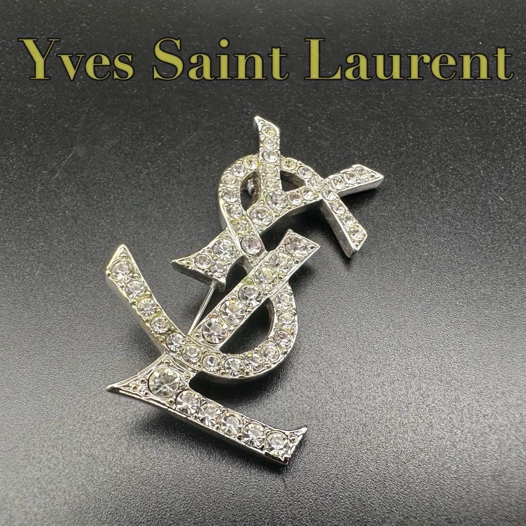 極美品✨　YSL　イヴ・サンローラン　ブローチ　ロゴ　1311