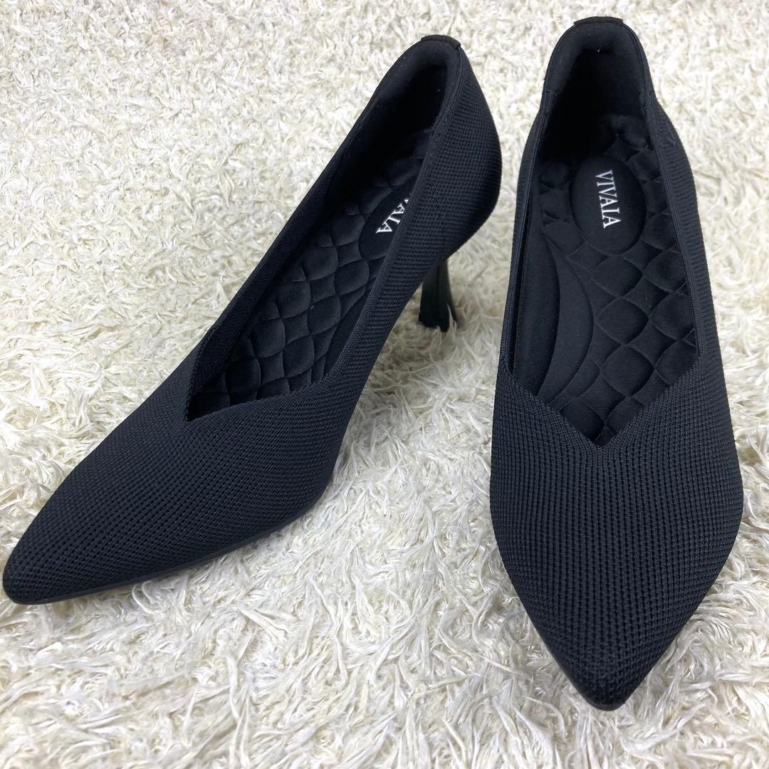 『未使用級』VIVAIA パンプス Vカット ポインテッドトゥ ヒール ブラック