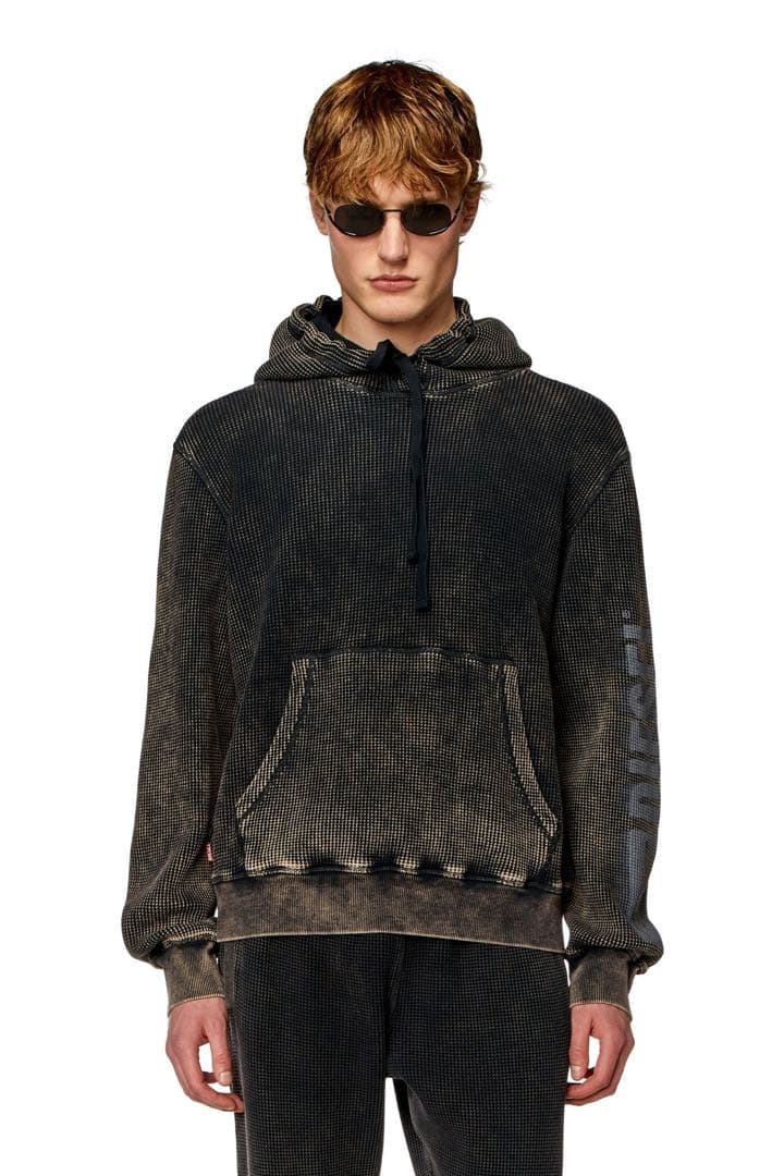 DIESEL フード付き ブラックパーカー タグ付き