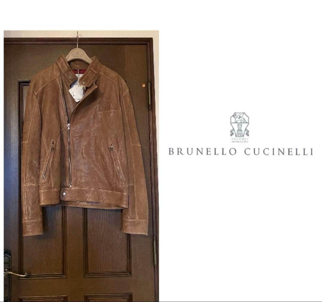 ブルネロクチネリbrunello cucinelli レザーライダースジャケット
