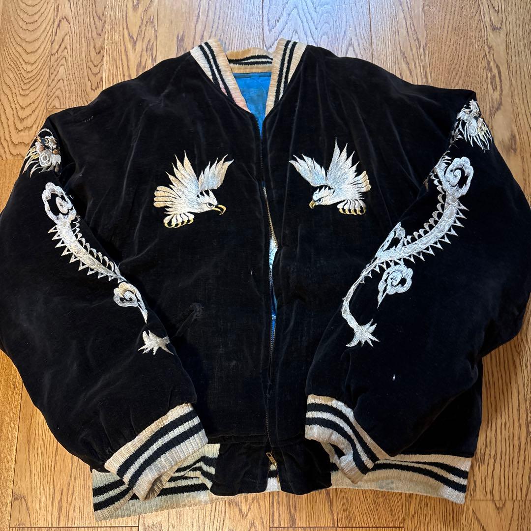 スカジャン リバーシブル　JAPAN MAP×龍　虎刺繍　テーラー東洋