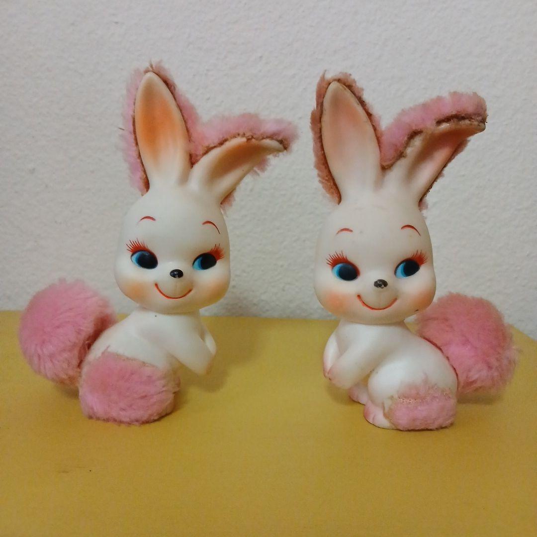 ヴィンテージ　昭和レトロ　イースターウサギ　ソフビ人形　２体セット品