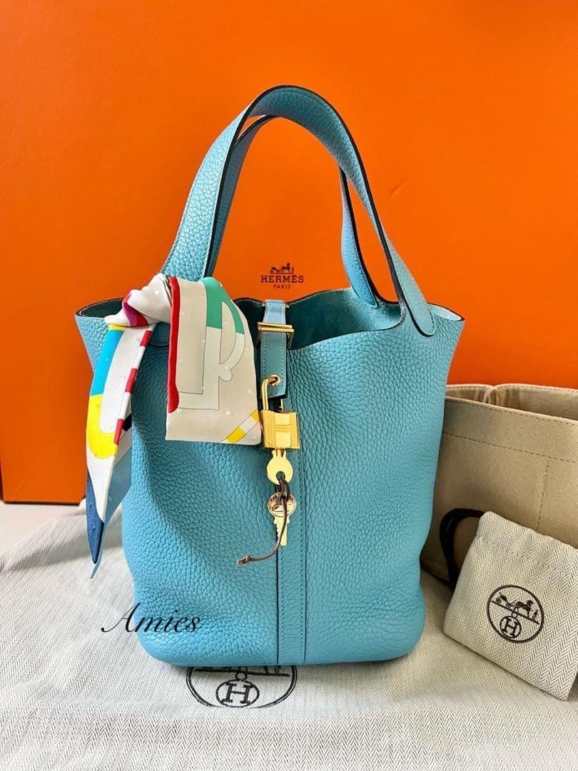 レアカラー★エルメス ピコタンロックMM ブルーノール Y刻印 ゴールド金具