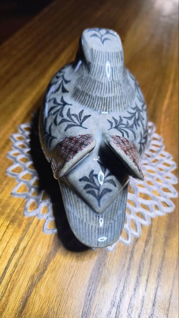 ロイヤルクラウンダービー 色絵吹墨鴛置物 オシドリ人間国宝 十三代