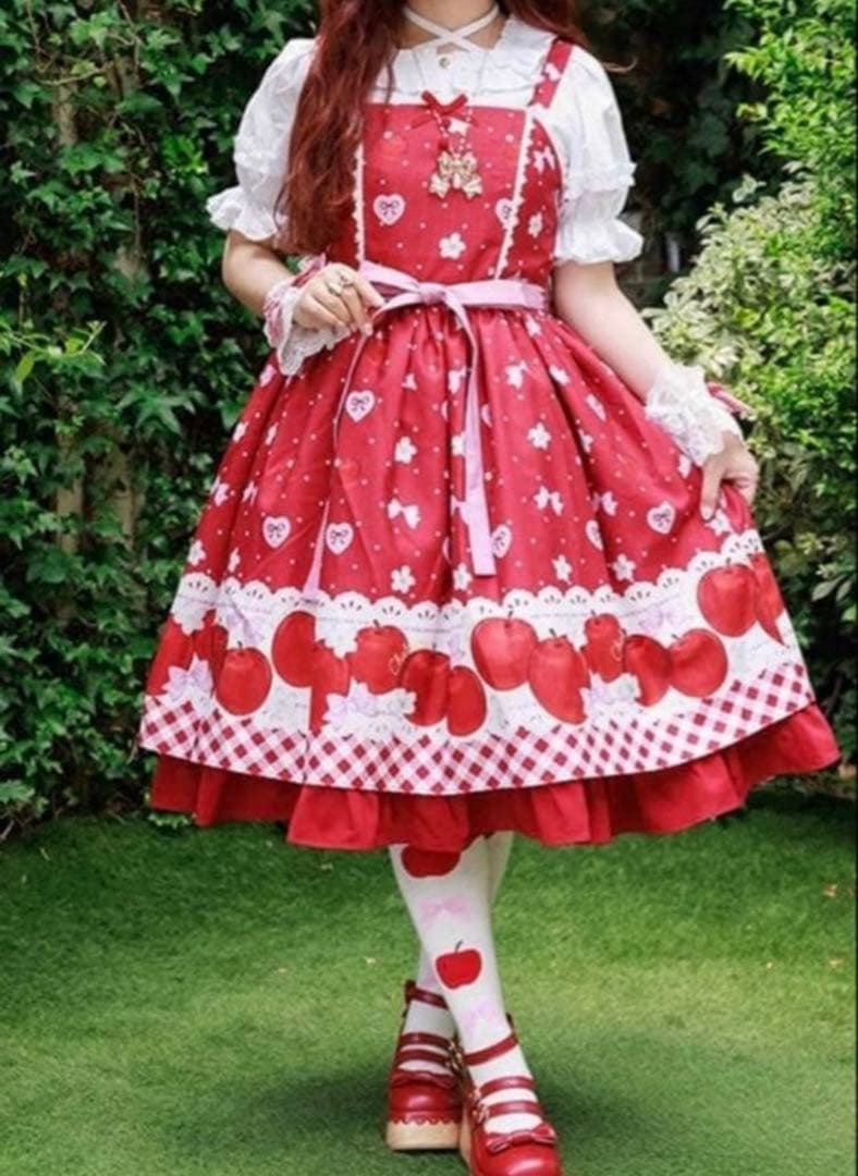 axes femme kawaii スウィーティアップルジャンパースカート