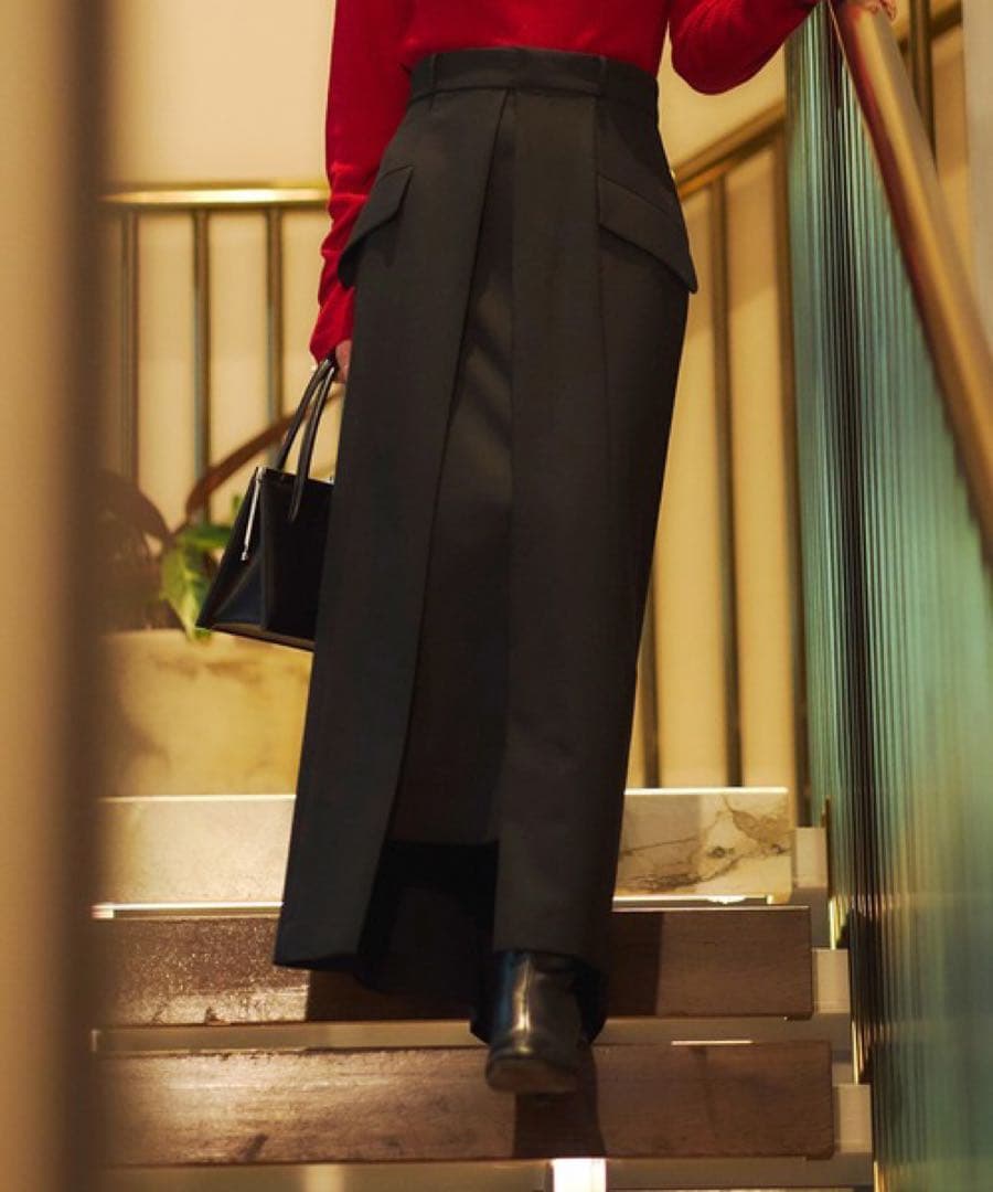 レイヤード2Wayデザインスカート （BLACK）