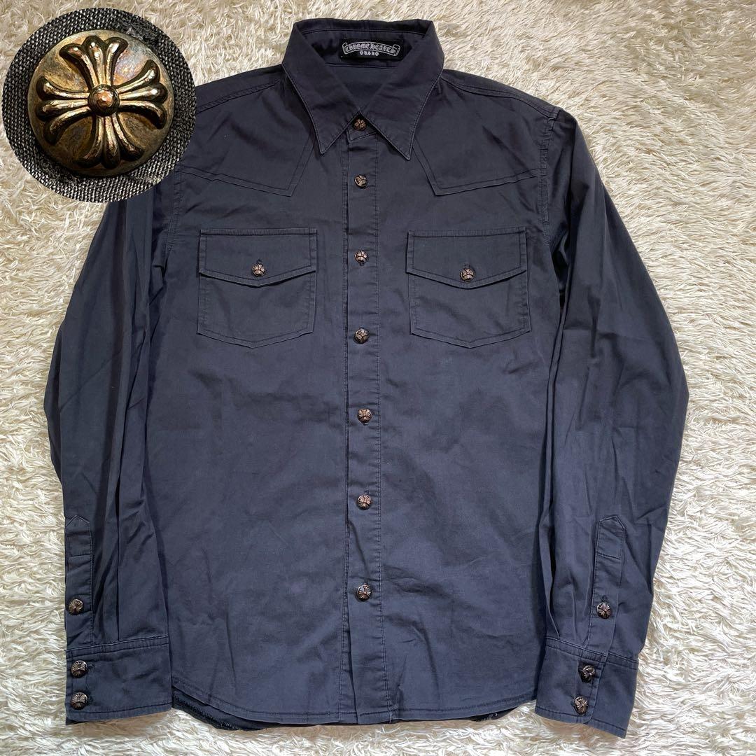 クロムハーツ クロスボタン ウエスタンシャツ USA製 メンズ サイズS