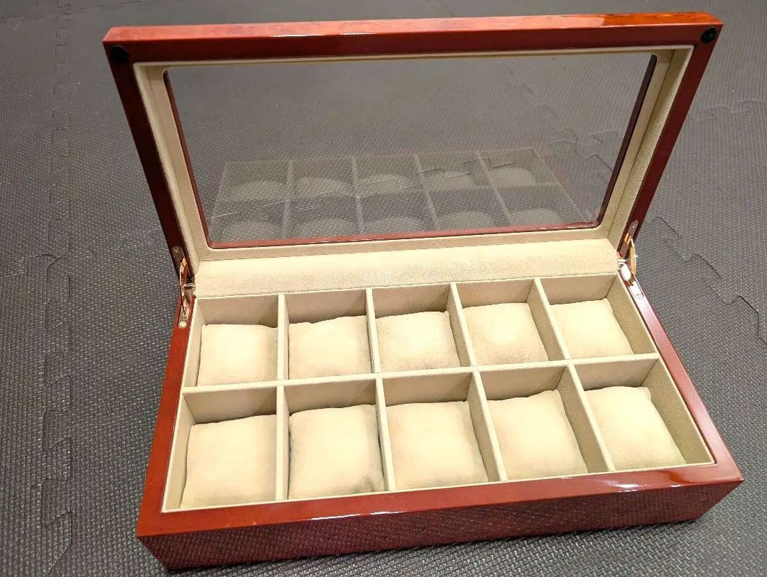 IGIMIオリジナル 腕時計コレクションケース　10本収納ボックス 時計ケース 10本用 腕時計 収納ケース ウォルナット調 木製 高級