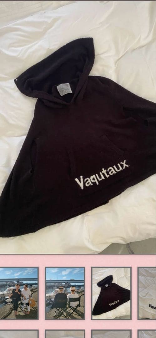 ヴァクトー vaqutauxフワモコ　ポンチョ 黒 LORO PIANA|FAVOLA DOUBLE】ファー付き ウールカシミヤ ポンチョコート