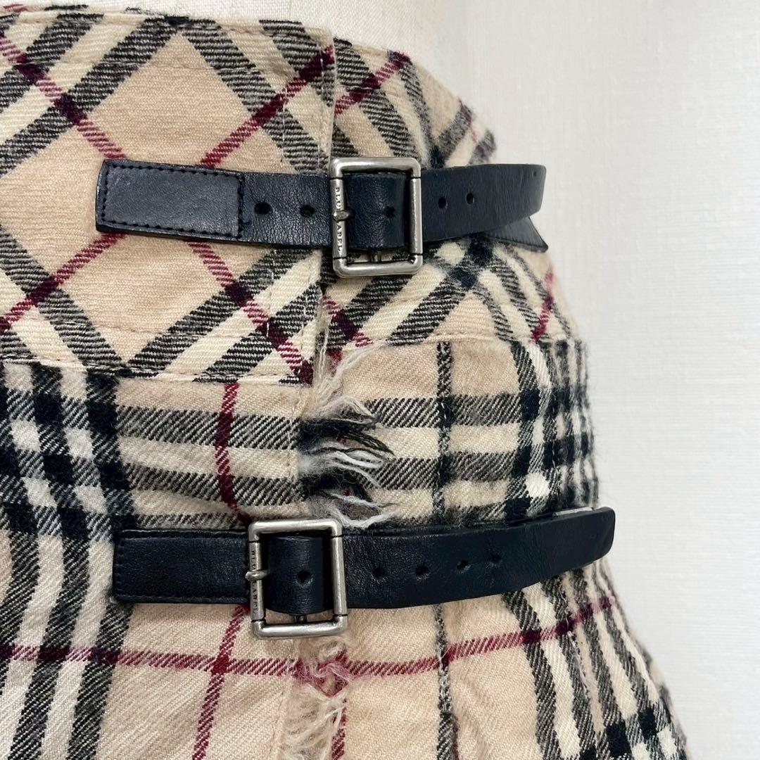 y2k❤️ BURBERRY BLUE LABEL チェック柄 2連ベルトスカート - メルカリ