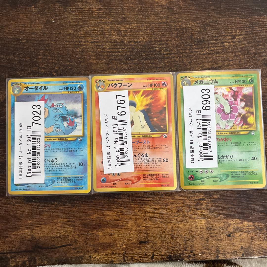 【旧裏】カード 金銀御三家　オーダイル バクフーン メガニウム 3枚セット