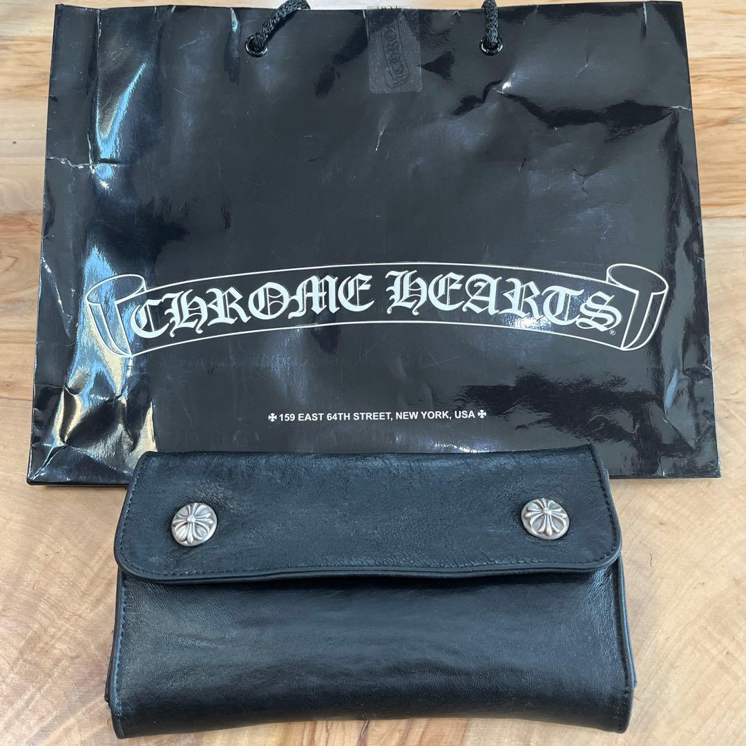 Chrome Hearts Wave Wallet クロスボタン ブラック