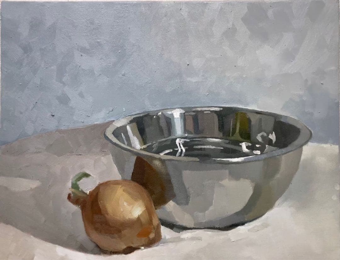玉ねぎとボウル　油彩 F6 キャンバス　アートART art 絵画