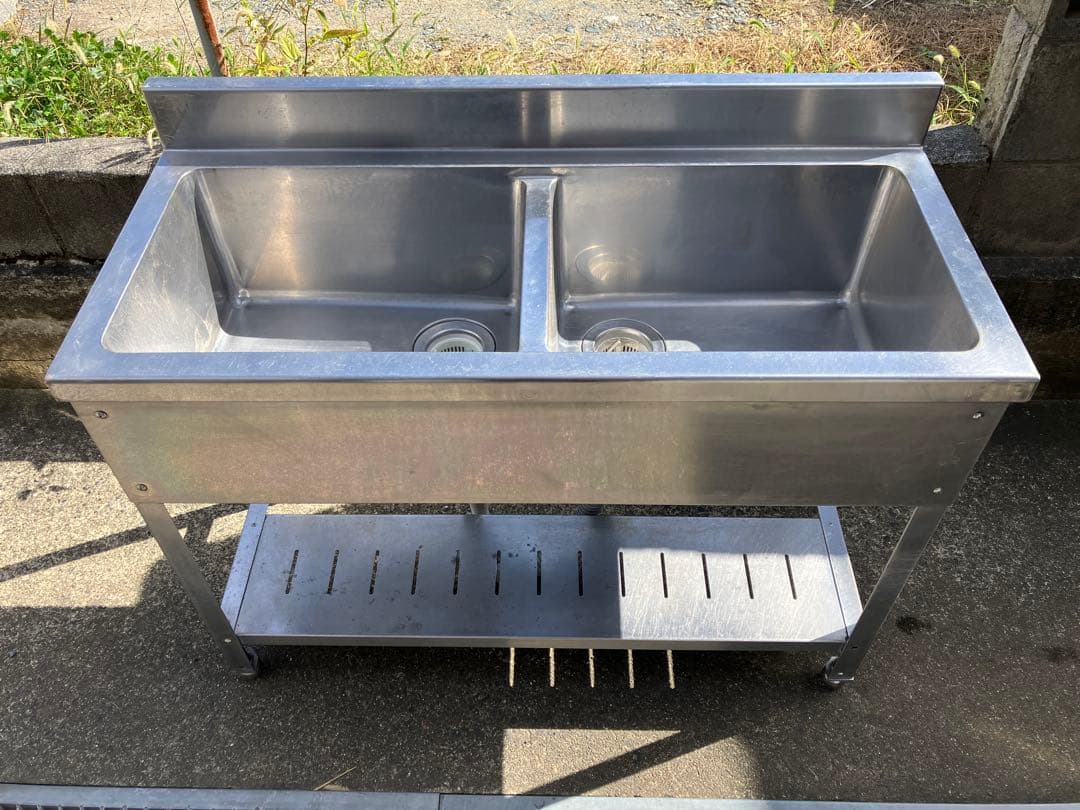 業務用 ステンレス 2槽シンク　ダブルシンク　直接引き取り、福島県内配送可