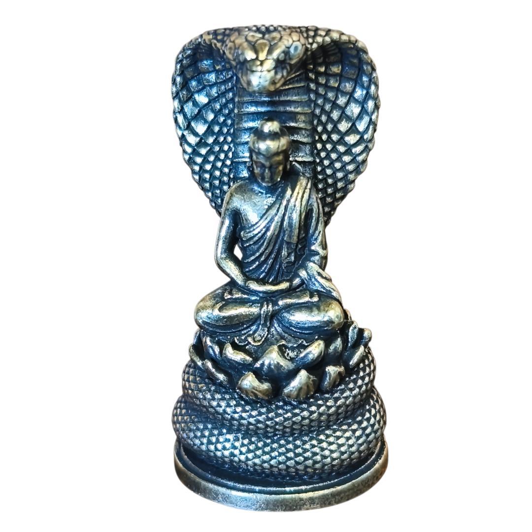 A66 真鍮製 ナーガ仏 釈迦如来像 置物 開運 守護 風水 縁起物 ブラス