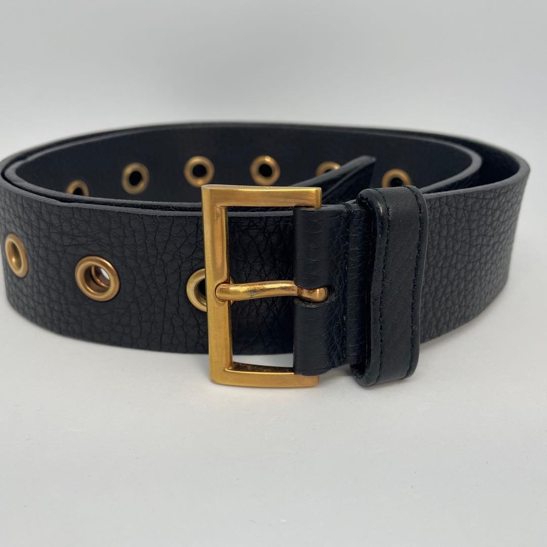 希少✨PRADA プラダ レザーベルト ゴールドバックル 黒 1C 1675