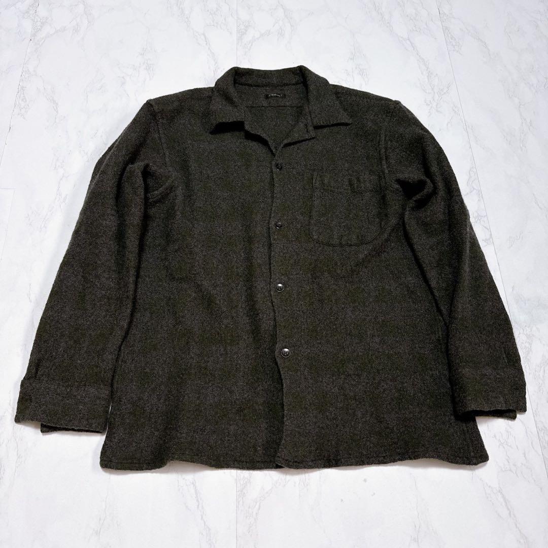 COMOLI ウールカシミヤチェックオープンカラーシャツ GREEN サイズ2 COMOLI（コモリ） 20AW ウールカシミヤチェックオープンカラーシャツ