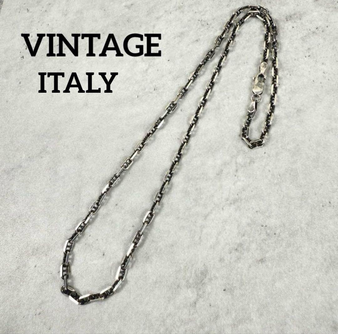 VINTAGE イタリア製 アンカーチェーンネックレス シルバー925