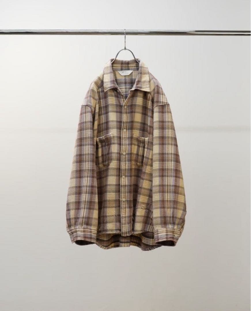 トップス ANCELLM NEL CHECK OVER WORK SHIRT ANCELLM / Nel Check Over Work Shirt (Camel) – Tree and Branch