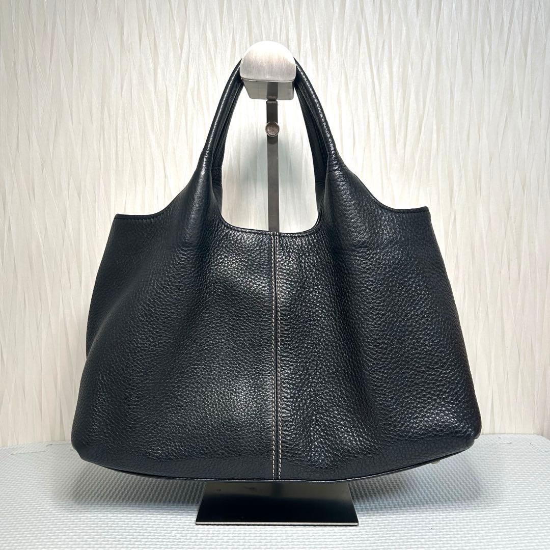 WAKO ワコウ 銀座和光 ブラック 黒 シボ革 レザー　ハンドバッグ