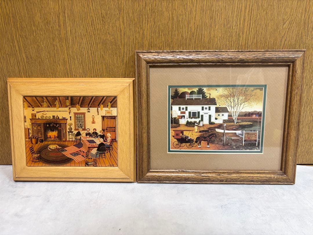 【2点セット】チャールズ・ワイソッキー 額装絵画 カントリー／ヴィンテージアート
