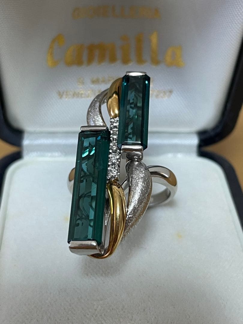 プラチナ グリーントルマリン リング