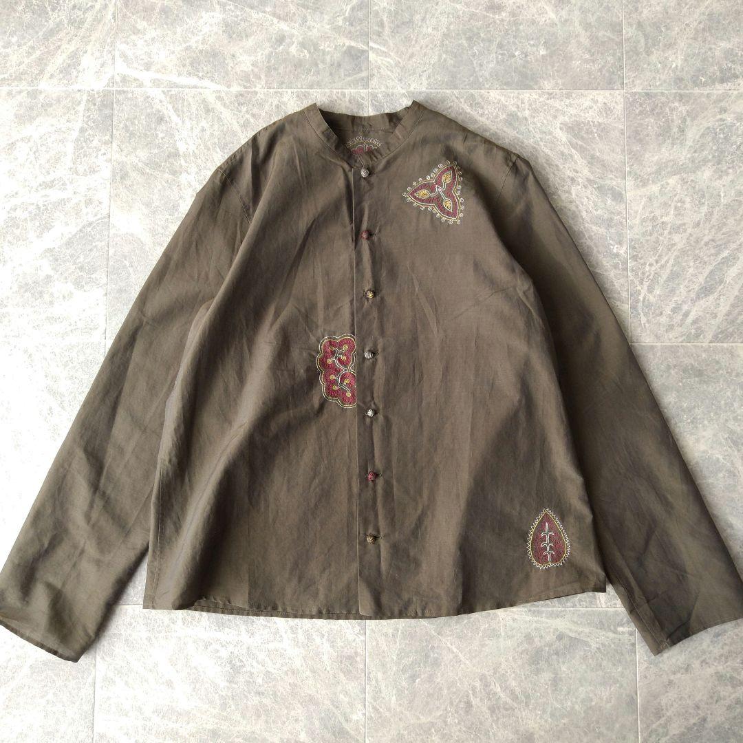 002 シエラシエラ様 ヨーガンレール シルク混 刺繍 スタンドカラー ブラウス