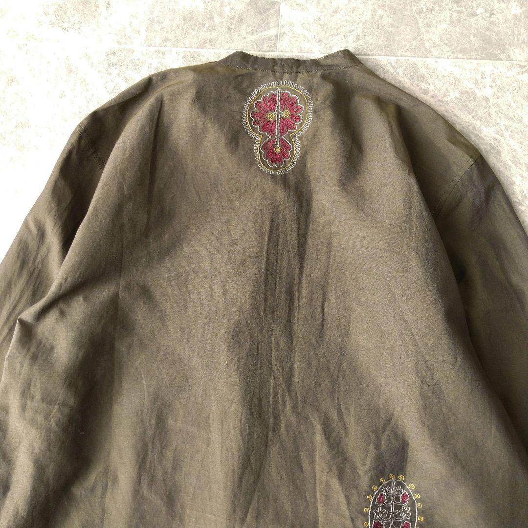 002 シエラシエラ様 ヨーガンレール シルク混 刺繍 スタンドカラー ブラウス