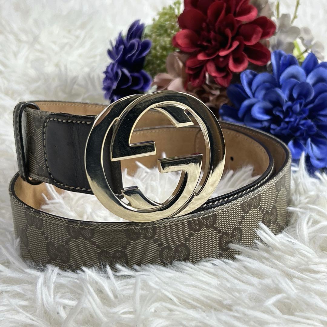GUCCI GGスプリームキャンバスベルト 85/34