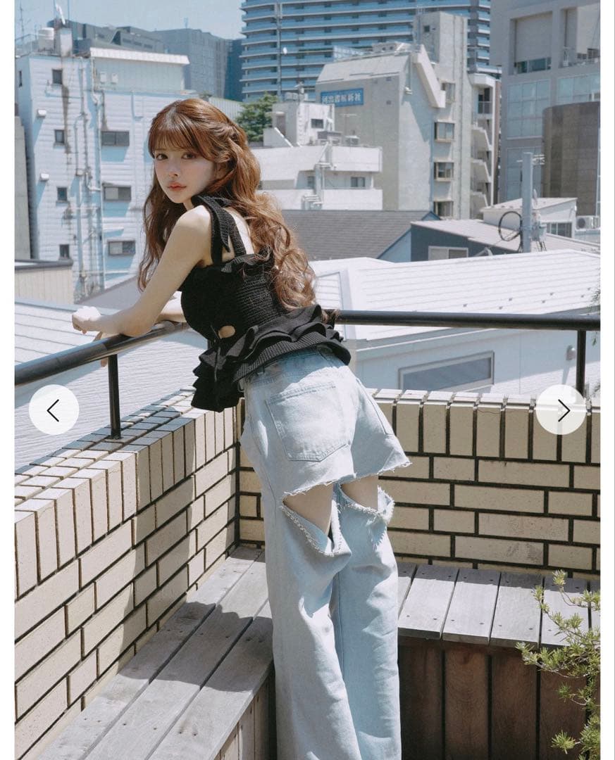 Randy ビジューバックカットワイドデニム