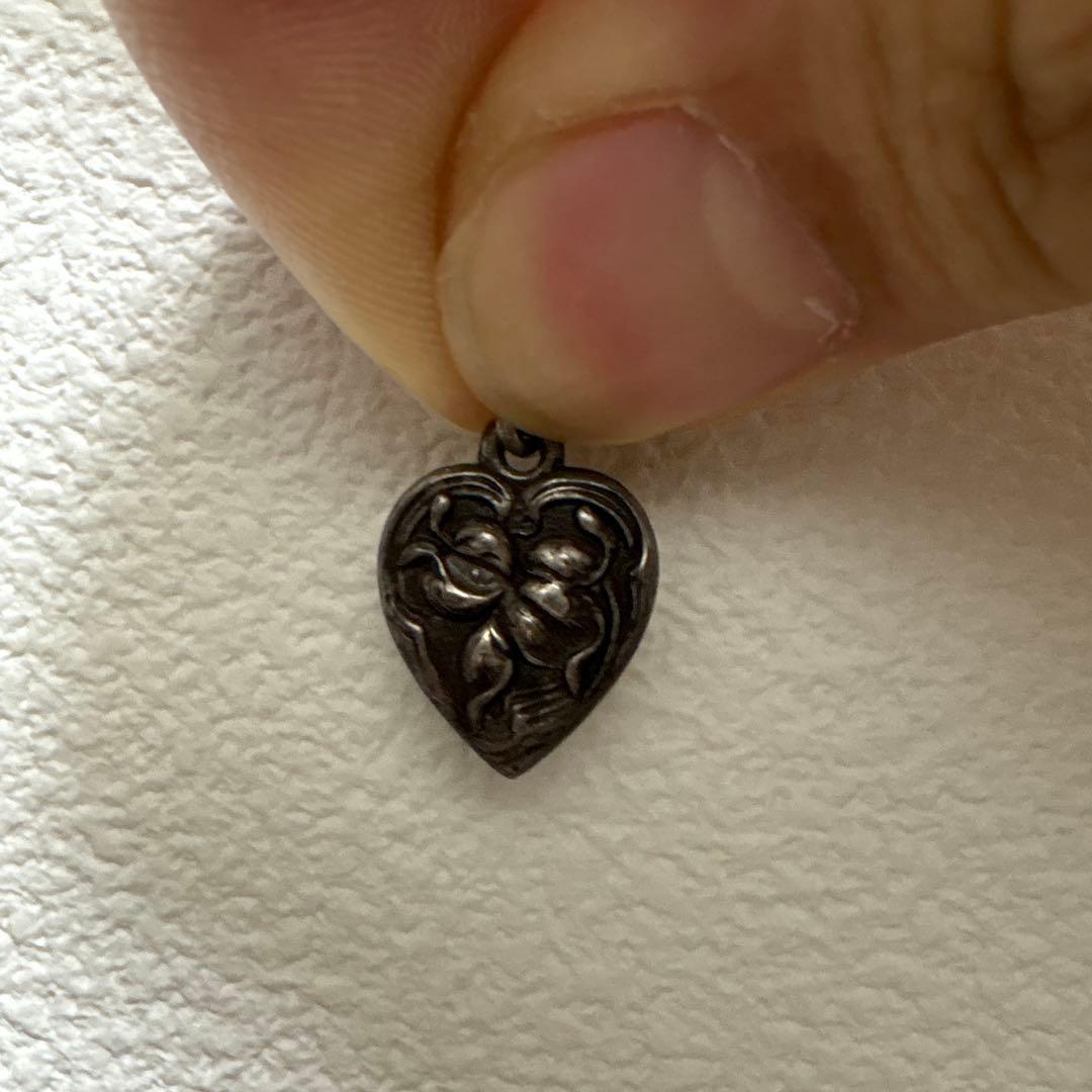 40s　スウィートハートジュエリー　WW2　シルバー　チャーム　ハート　百合の花