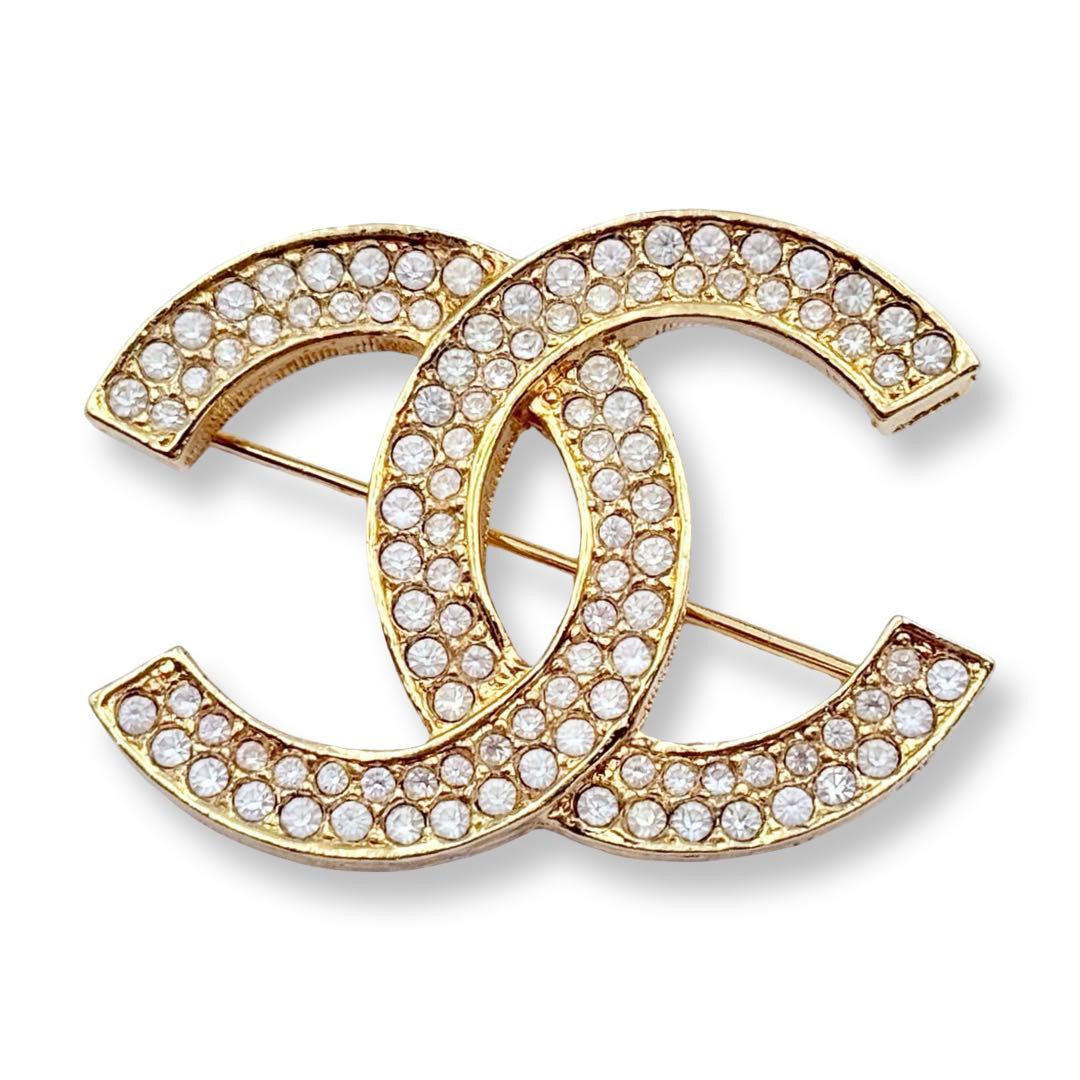 ⭐️極美品⭐️シャネル ピンブローチ ラインストーン ココマーク ゴールドGP CHANEL（シャネル） ブローチ ピンブローチ ココマーク/ラインストーン