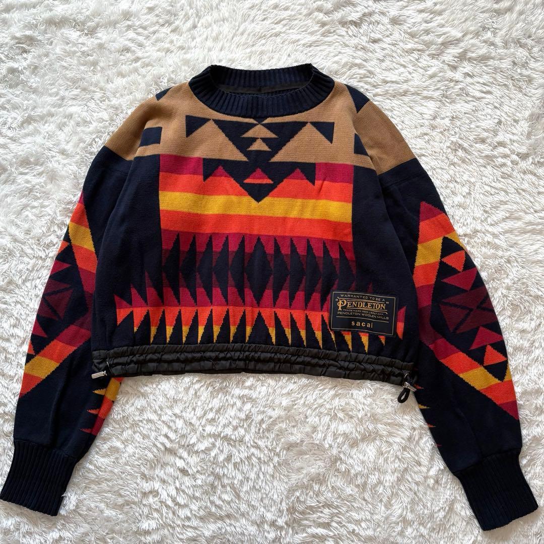 sacai×PENDLETON コラボニット ドローコード チマヨ size2