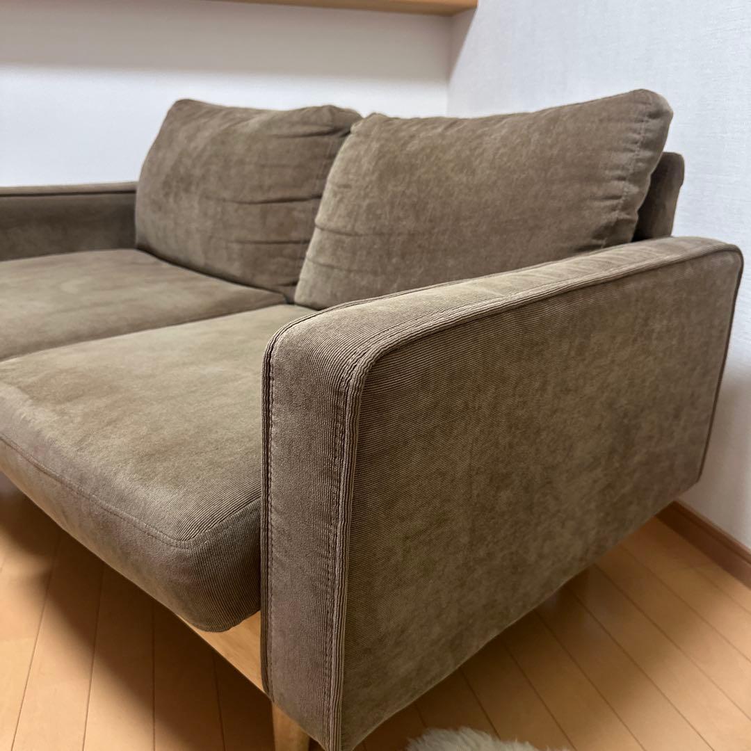 【美品】直接取引歓迎☆ブラウン コーデュロイ 2人掛けソファ 135cm