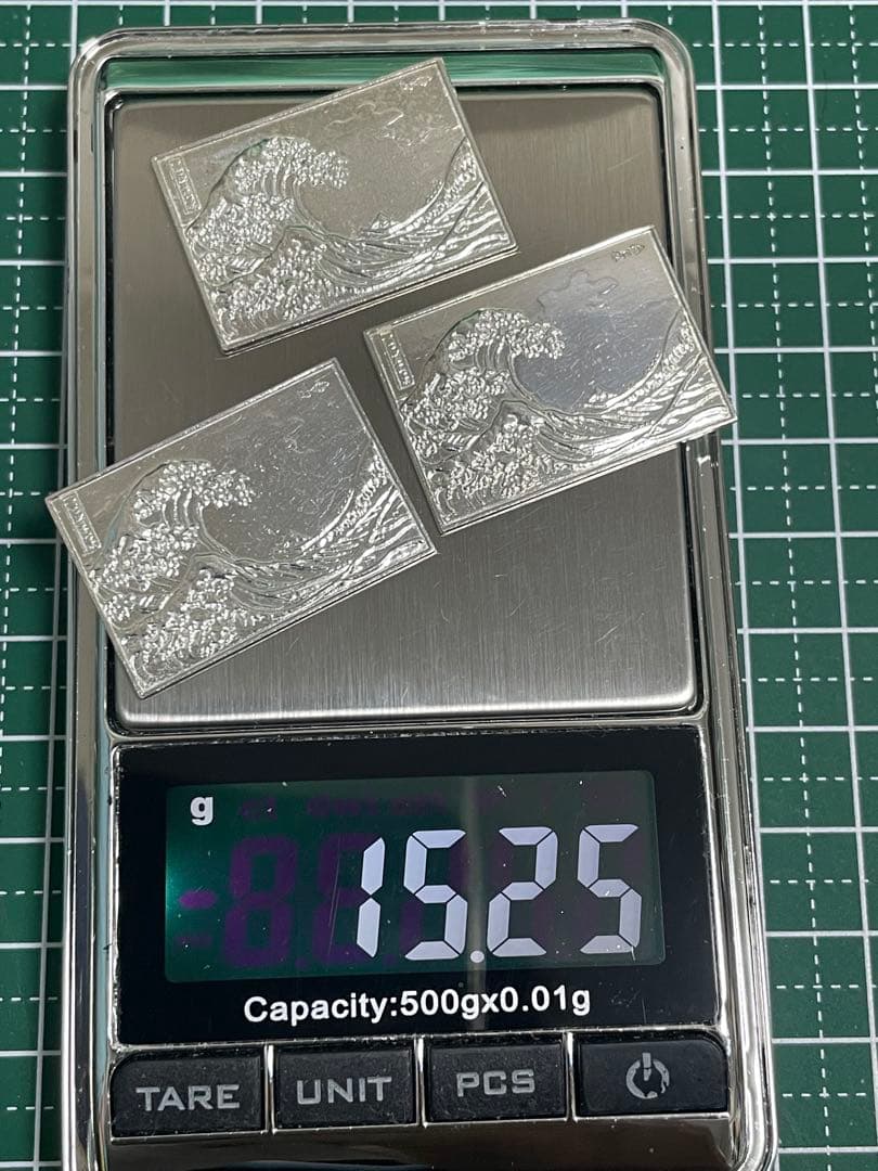 純銀レリーフ プレート ミニ 波の浮世絵 15.23g