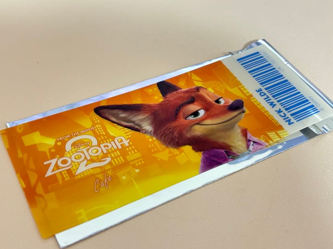 ズートピア2 オーマイカフェ特典 オリジナルチケット風クリアカード