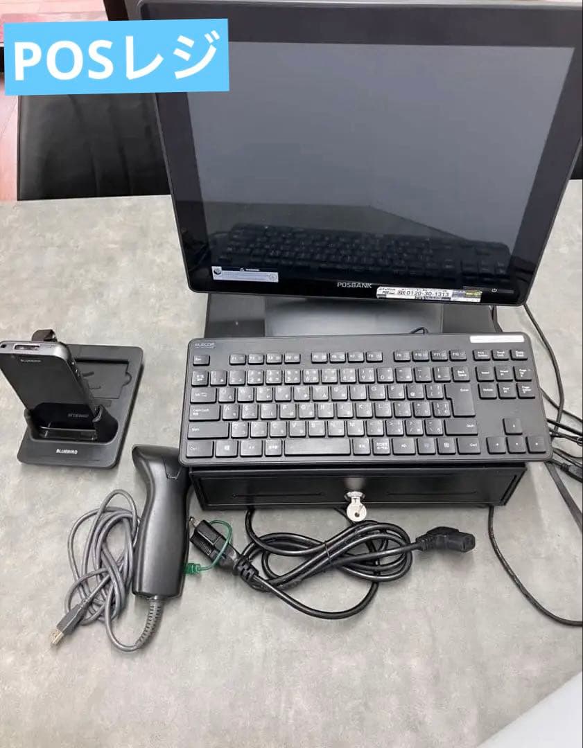 POS BANK ポスレジ一式　バーコードリーダー　ハンディースマホ　ドロアー スマレジ対応】お手軽POSレジセット ディスプレイ&バーコードリーダー