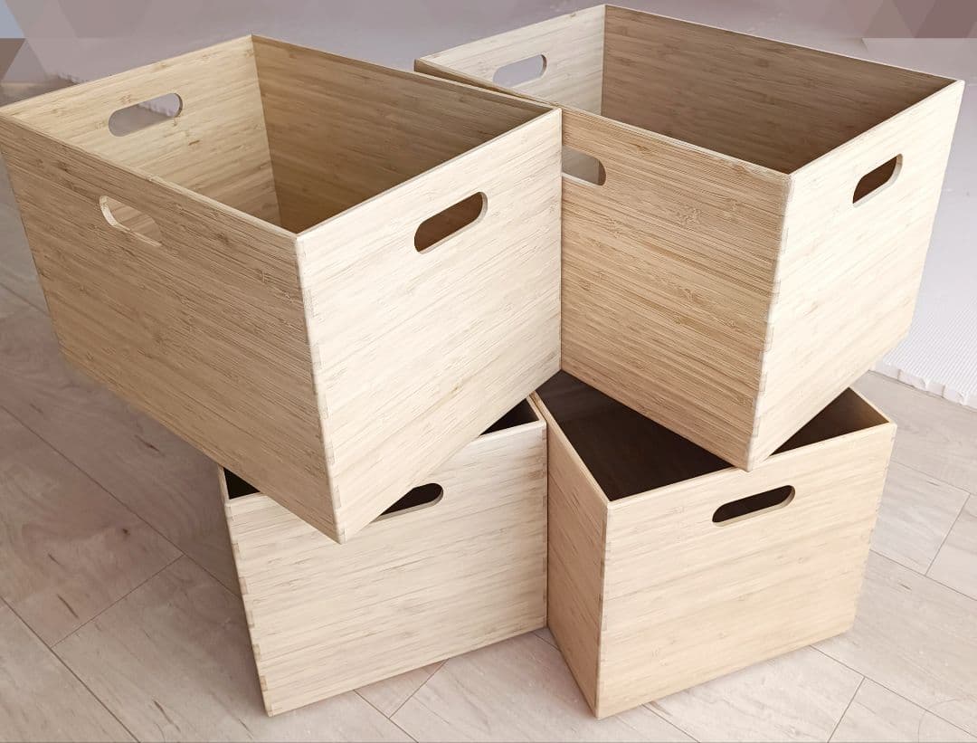 無印良品　重なる竹材長方形ボックス　大　4点